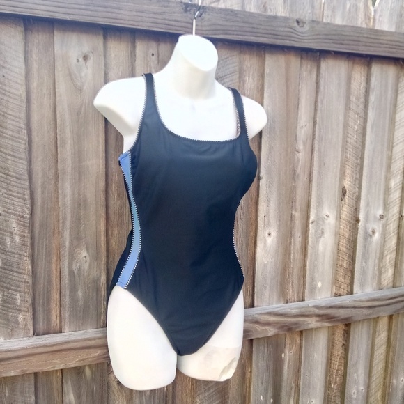 blue tummy control swimsuit